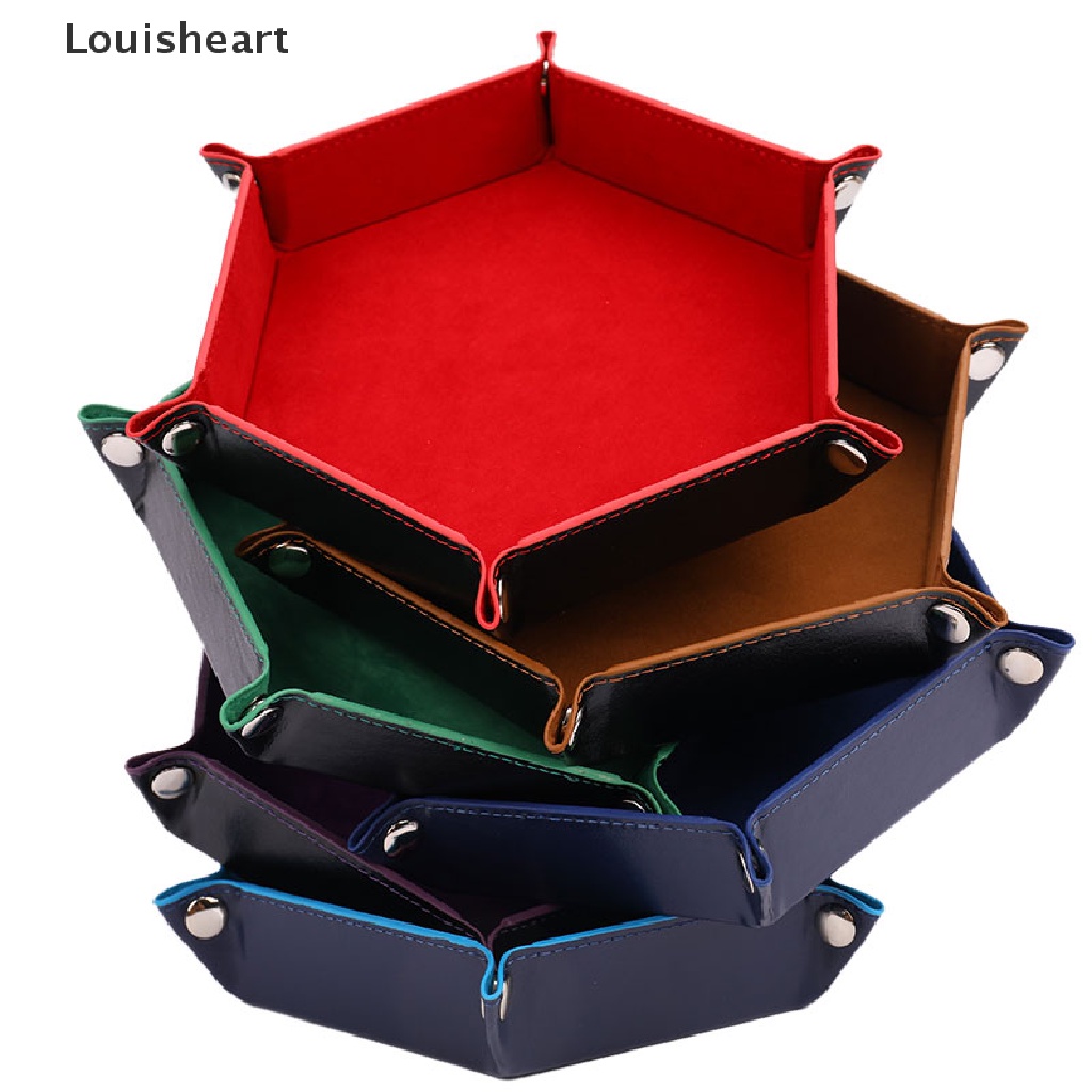 Khay Đựng Xúc Xắc Louisheart Hình Lục Giác Bằng Da PU Gấp Gọn Tiện Dụng