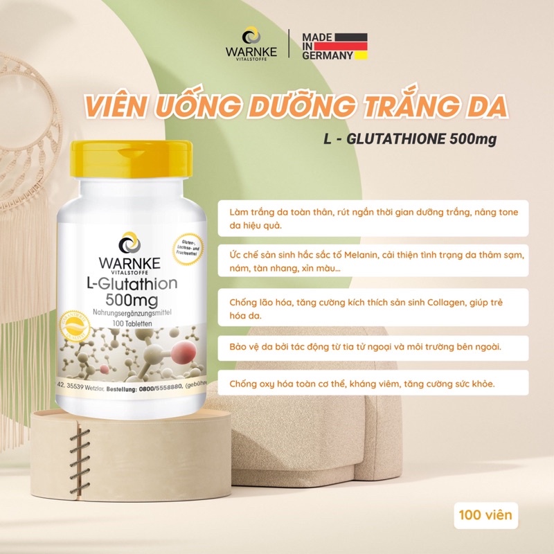 Viên uống trắng da L-Glutathion WARNKE