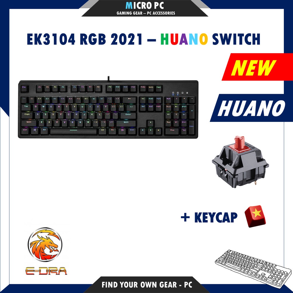 Bàn Phím Cơ Gaming🎮FREESHIP🎮 E-DRA EK3104 RGB 2021 (Huano Switch/Type C/Cherry Stab) - Hàng chính hãng BH 24 tháng | WebRaoVat - webraovat.net.vn
