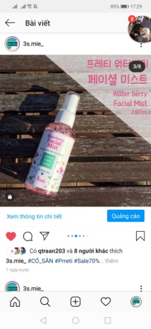 [CÓ SẴN - SĂN SALE 70%] Xịt Khoáng 𝗣𝗥𝗥𝗘𝗧𝗜 WATER BERRY FACIAL MIST | BigBuy360 - bigbuy360.vn