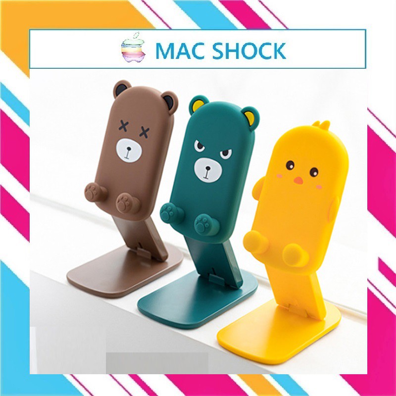 Giá Đỡ Điện Thoại Gấu Hoạt Hình 3D Dạng Gập Để Bàn Nhỏ Gọn Thông Dụng Cho Iphone - Mac Shock