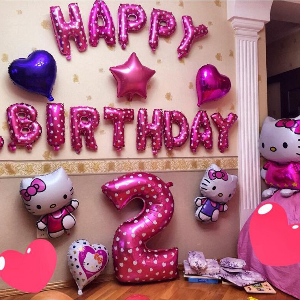 Bộ bong bóng bay hình chữ Happy Birthday 16inch dùng trang trí tiệc