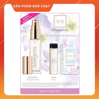 Nước Hoa Nữ IMMORTEL No8 (GỒM CHAI XỊT 8ML + CHAI NẠP 12) Eau De Parfum