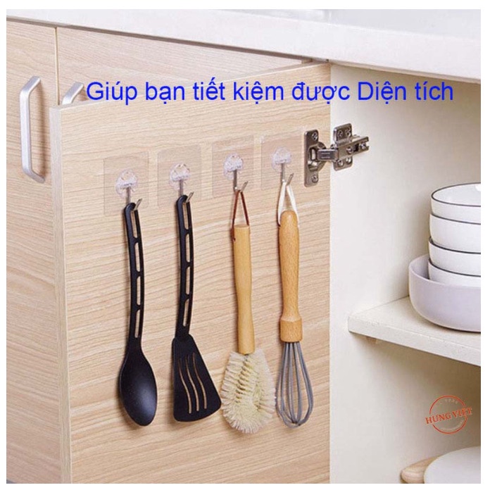Móc dán tường trong suốt, chịu lực,Siêu dính kích thước 6x6 cm