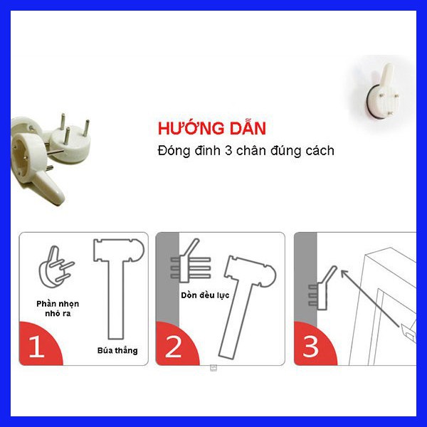 Móc Treo Đồ 3 - 4 Chân Treo Tranh Treo Gương Không Cần Khoan - Chịu Tải 6 Kg.