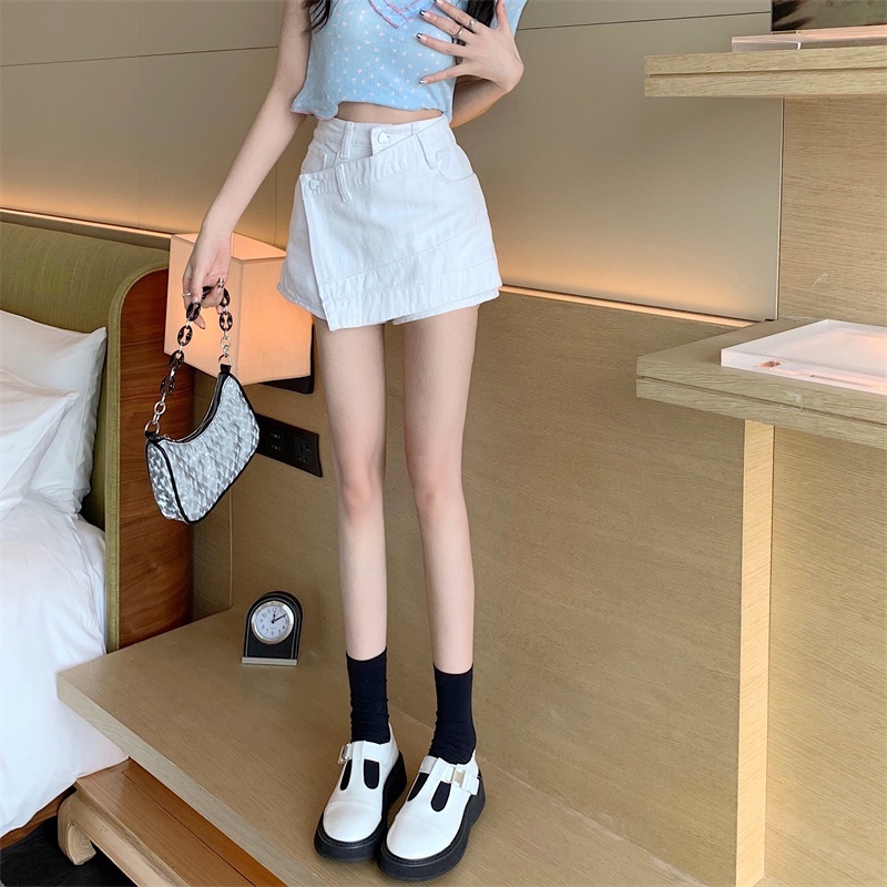 Quần Short Denim Ống Rộng Lưng Cao Co Giãn Mẫu Mới Thời Trang Mùa Hè Phong Cách Trung Hoa