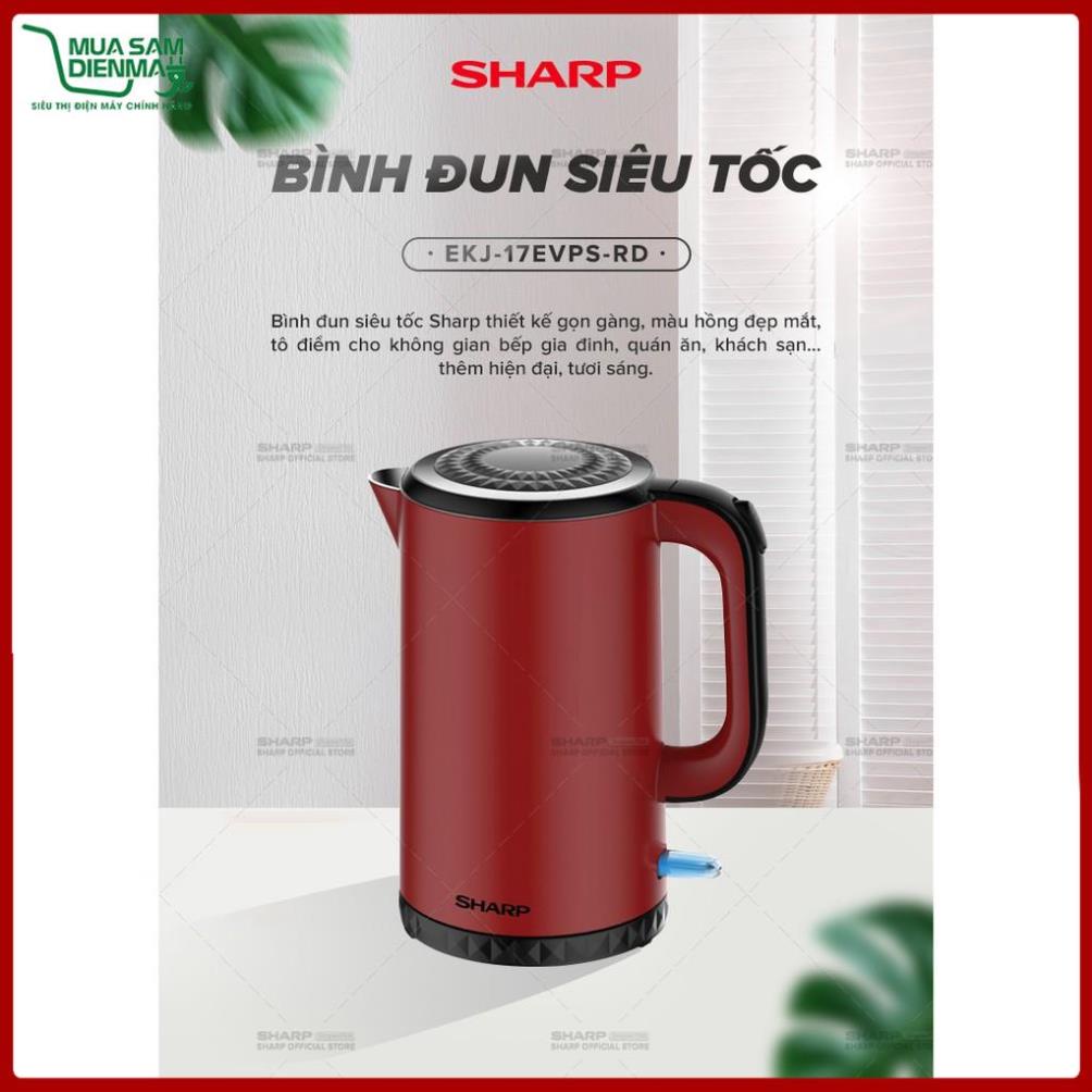 Bình đun siêu tốc Sharp 1.7 lít EKJ-17EVPS-RD, Chế Độ An Toàn Tự Tắt Khi Sôi