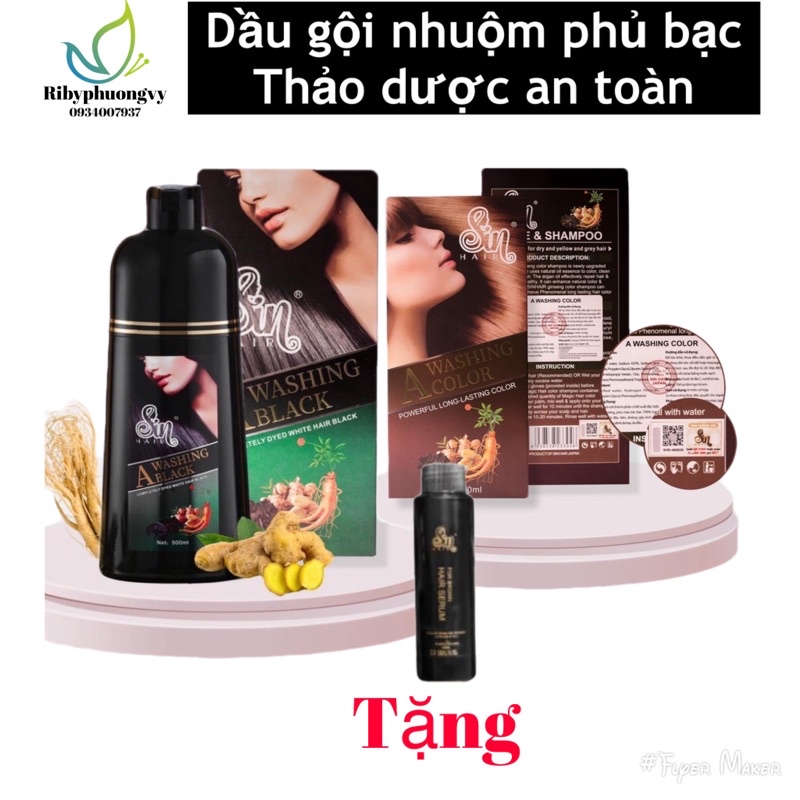 Dầu gội phủ bạc Sin hair nhuộm nâu đen tự nhiên