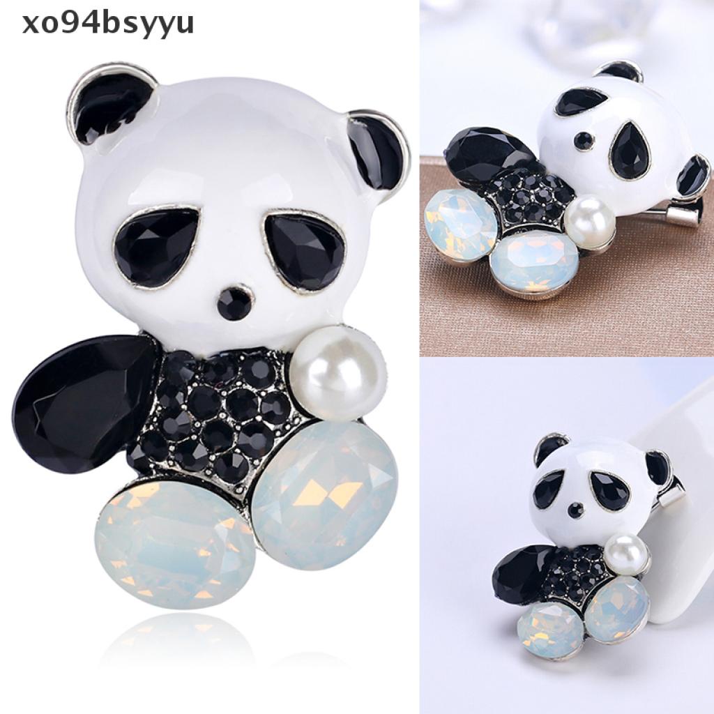 [xo94bsyyu] Fashion Wedding Bridal Crystal Enamel Animal Panda Corsage Banquet Brooch Pin [xo94bsyyu]