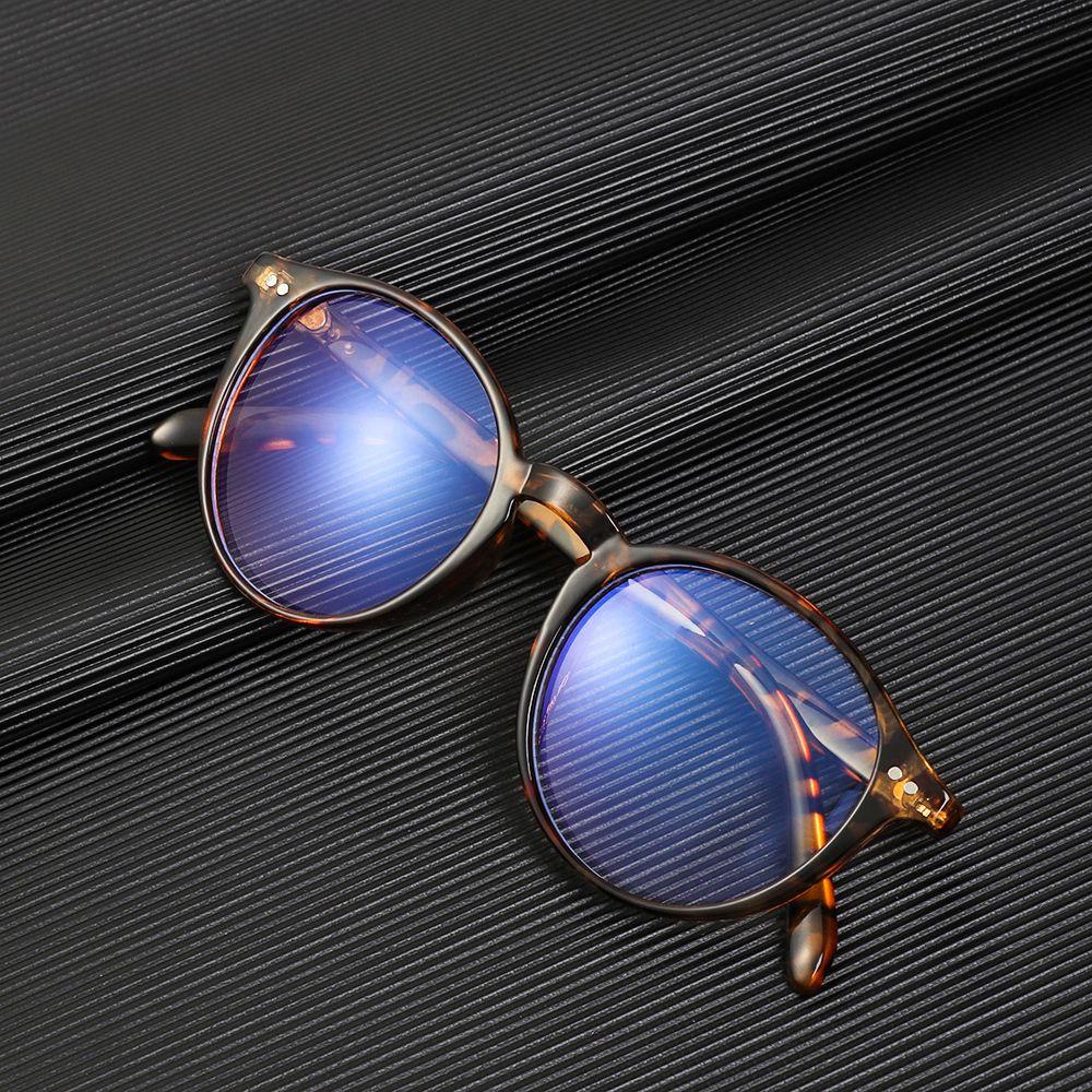 MIH Mắt Kính Gọng PC Tròng Phẳng Siêu Nhẹ Màu Xanh Dương Phong Cách Cổ Điển