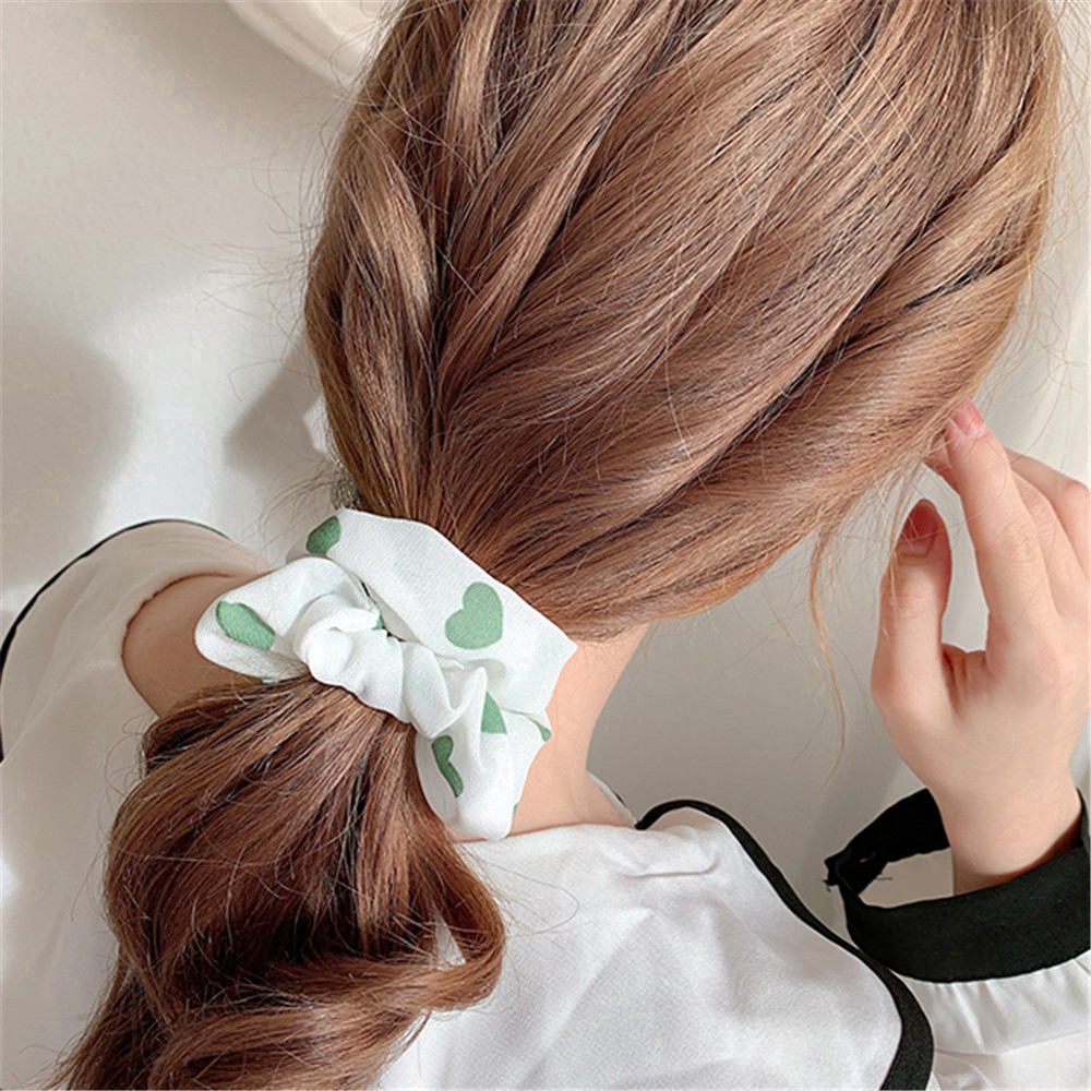 Dây Buộc Tóc Vải Chiffon Hình Trái Tim Dễ Thương Cho Nữ