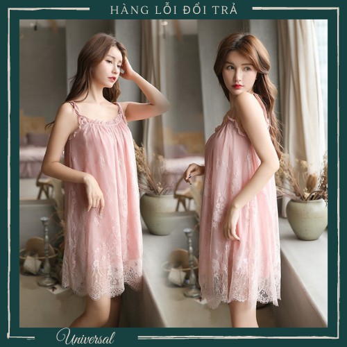 Váy Ngủ Lụa Viền Ren Chất Satin Mỏng Nhẹ Cao Cấp Sexy Gợi Cảm UNIVERSALXXX - DNS17