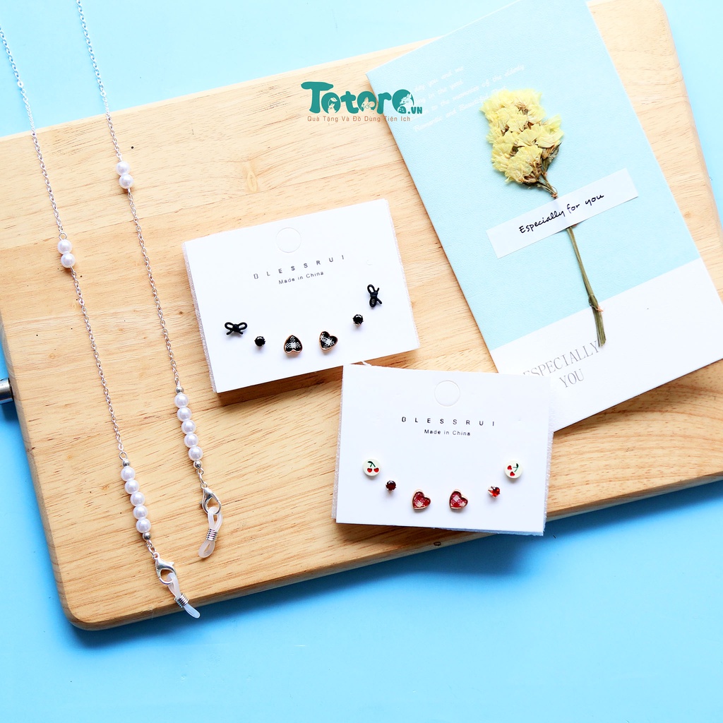 Set 6 chiếc bông tai Họa tiết nhí dễ thương và thời trang