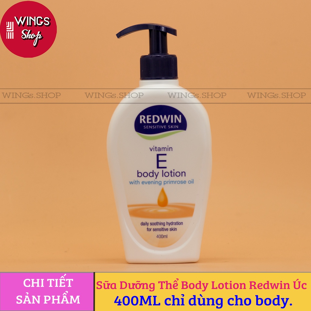 Sữa Dưỡng Ẩm, Sáng Da Vitamin E Redwin Úc 300G &amp; Sữa Dưỡng Thể Body Lotion Redwin Úc 400ML