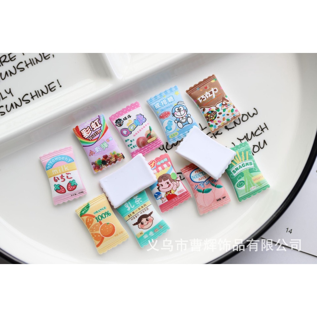 Charm (C218) slime/ Dụng Cụ Charm Trang Trí [Ko Keo &amp; Nút] Hình Vỏ Kẹo (2.8x1.7 cm) - Giá 1 cái
