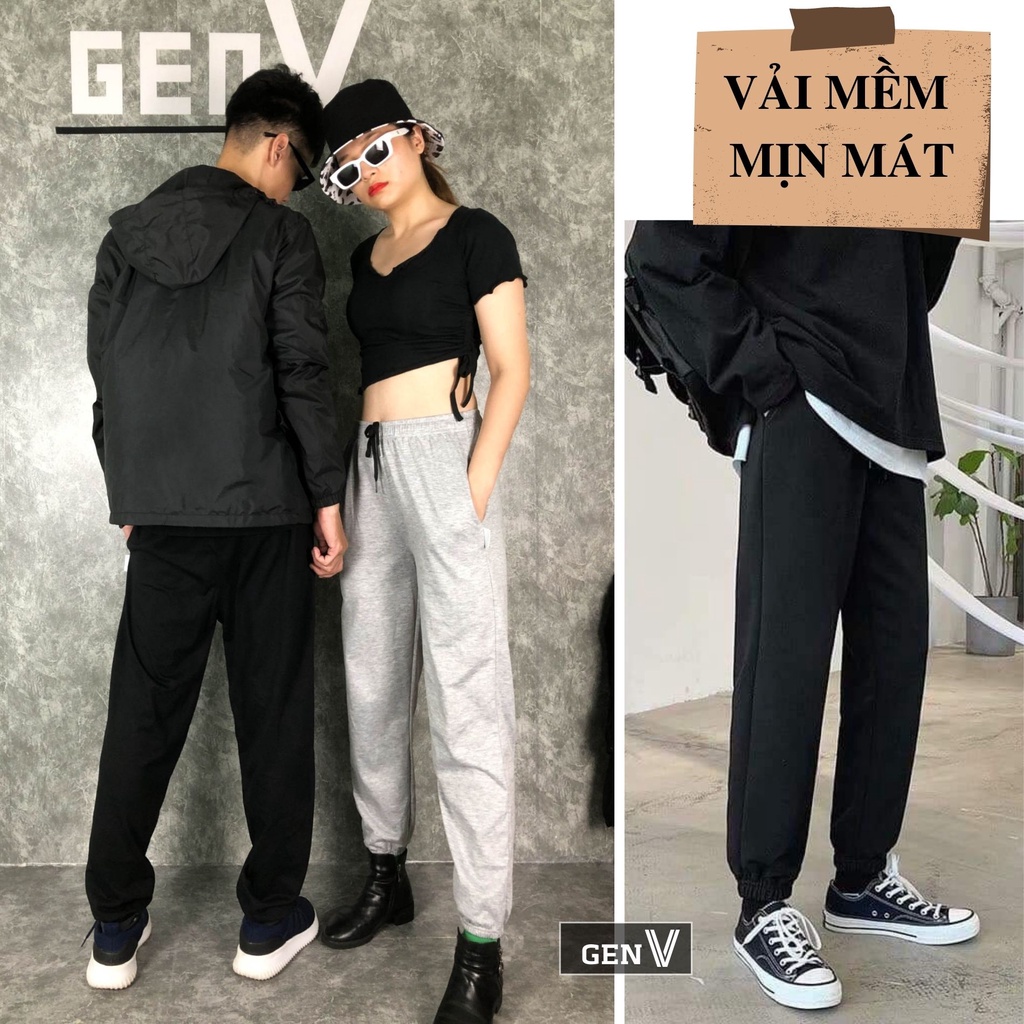 Quần Jogger Nam Nữ Ống Rộng Suông Bo Gấu GenV 3 Màu Phong Cách Hàn Quốc Ullzang Thời Trang Unisex Bigsize Quần Joger