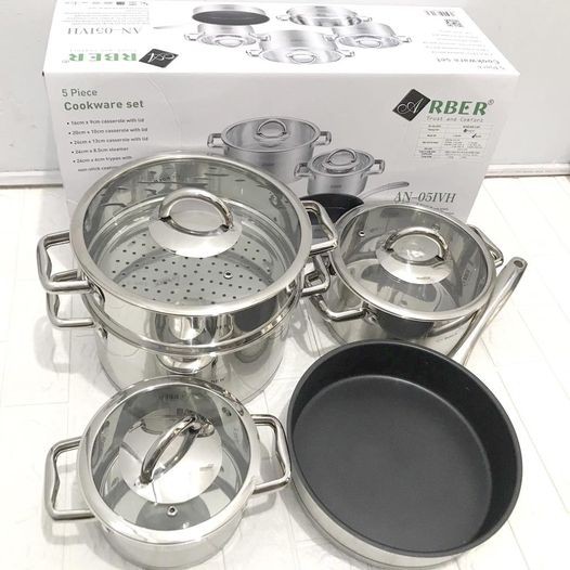 BỘ NỒI INOX ARBER 5 CHIẾC (HÀNG CHÍNH HÃNG)