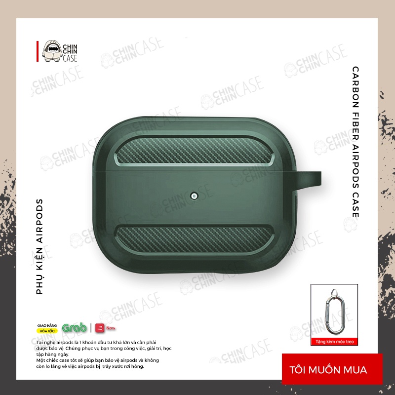Case Airpod 1/2/Pro Carbon Fiber Nhựa TPU Chống Bám Vân Tay Chống Bám Bụi Siêu Bền Đẹp - Chinchin Case