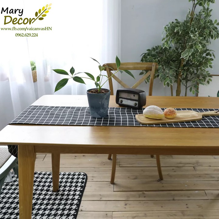 KHĂN RUNNER MARY DECOR - CARO ĐEN KR-A02