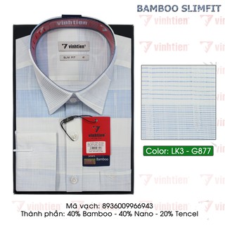 Áo Sơ Mi Dài Tay Bamboo Dáng SlimFit Vĩnh Tiến Cao Cấp G877