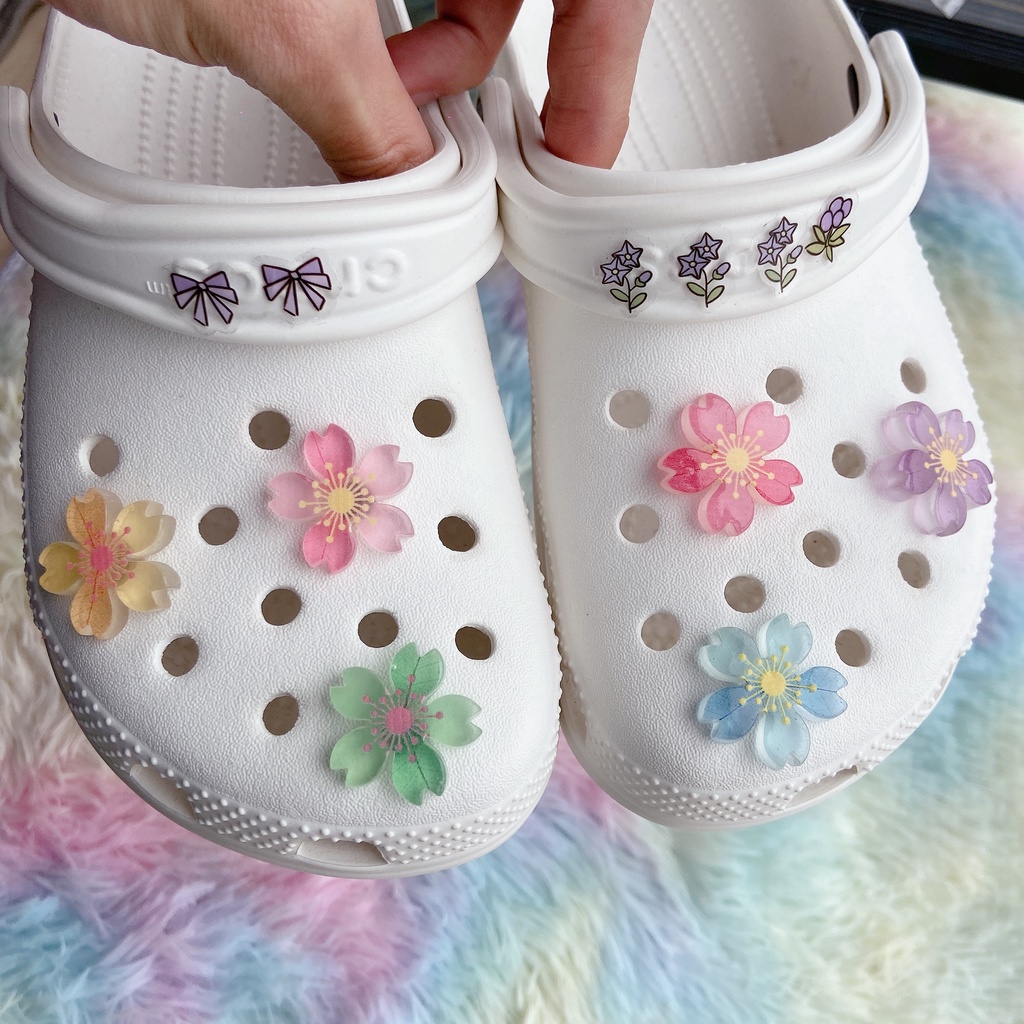 crocs sticker Bộ 6 Cánh Hoa Dạ Quang Đính Giày Tự Làmshoes sticker Accessories Stickers Sandals Shoe Decoration