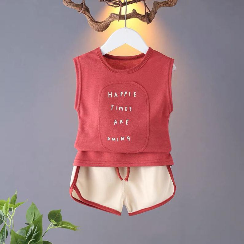 BỘ QUẦN ÁO BA LỖ CHẤT ĐŨI HAPPIE TIME CHO BÉ TRAI BÉ GÁI 8-18kg