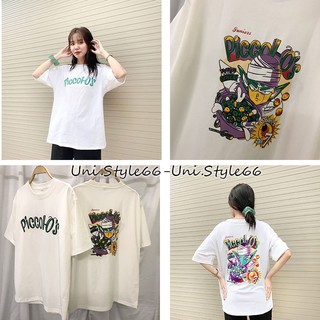Áo thun tay lỡ Hoạt Hình  PICCOLOS Unisex màu trắng siêu ngầu US040