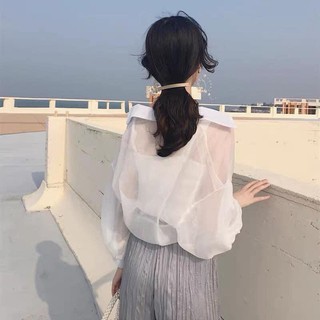 Set áo sơ mi voan phối áo 2 dây