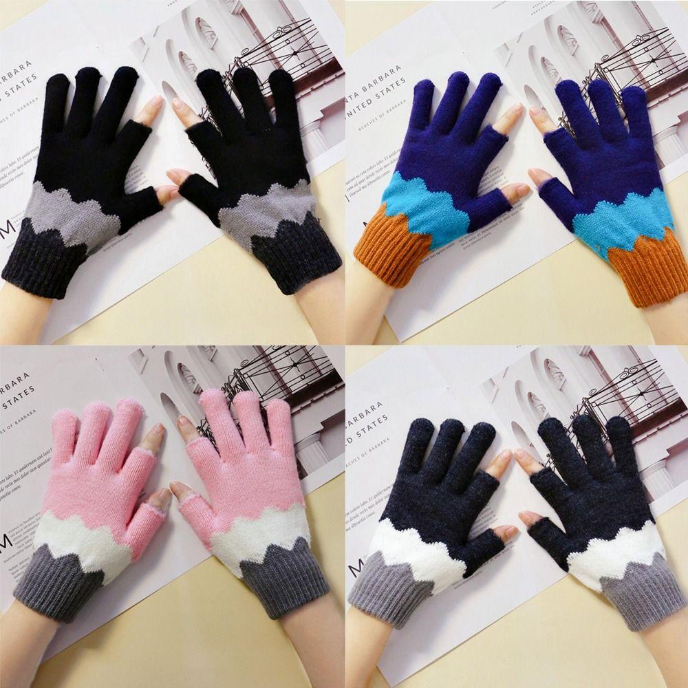 Găng Tay Len Hở Ngón Dày Dặn Giữ Ấm Mùa Đông Khi Chơi Điện Thoại