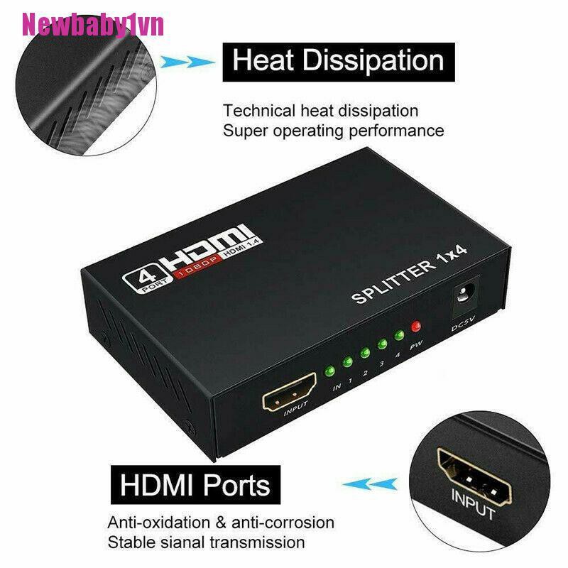 Bộ Chia 4 Cổng HDMI Full HD 1X4 V1.4 3D 1080p 1 Trong 4