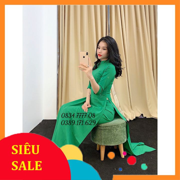 Áo Dài Trơn Màu Xanh Duyên Dáng, Thanh Lịch