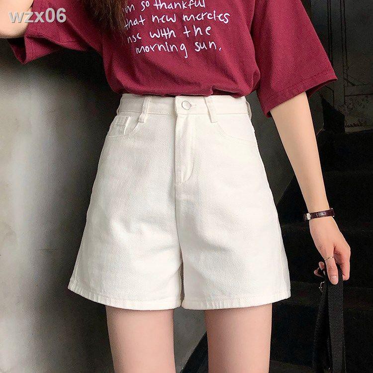 Cài quần short denim cạp cao cổ điển sang trọng kiểu Hàn Quốc cho nữ sinh phù hợp với tất cả các trang phục ống rộn