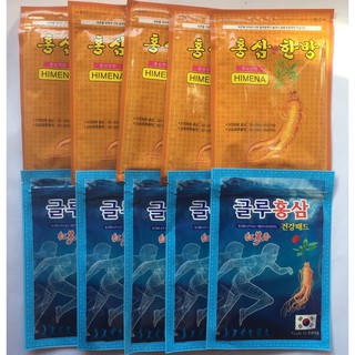 Combo 10 cao dán hồng sâm Hàn Quốc vàng-xanh (gói=20 miếng)