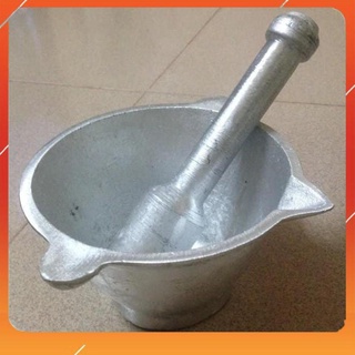 Bộ chày cối gang đúc nguyên khối- Hàng đẹp loại 1- size 18 cm, nặng 1 kg
