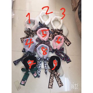 Khăn lông thỏ, Khăn lụa đính lông làm cổ áo xinh xắn