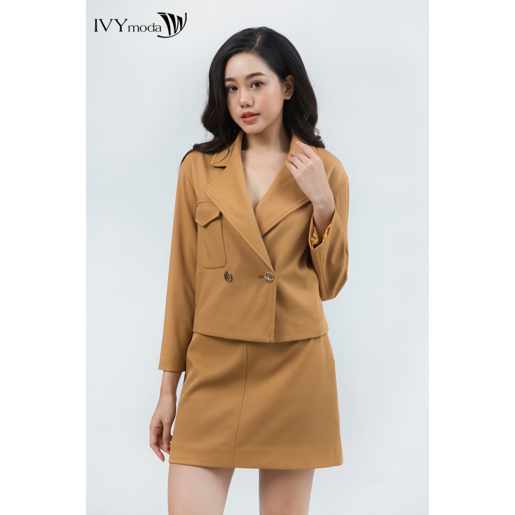 [NHẬP WABRTL5 GIẢM 10% TỐI ĐA 50K ĐH 250K ]Áo khoác nữ dáng lửng túi vuông có nắp IVY moda MS 70M5234