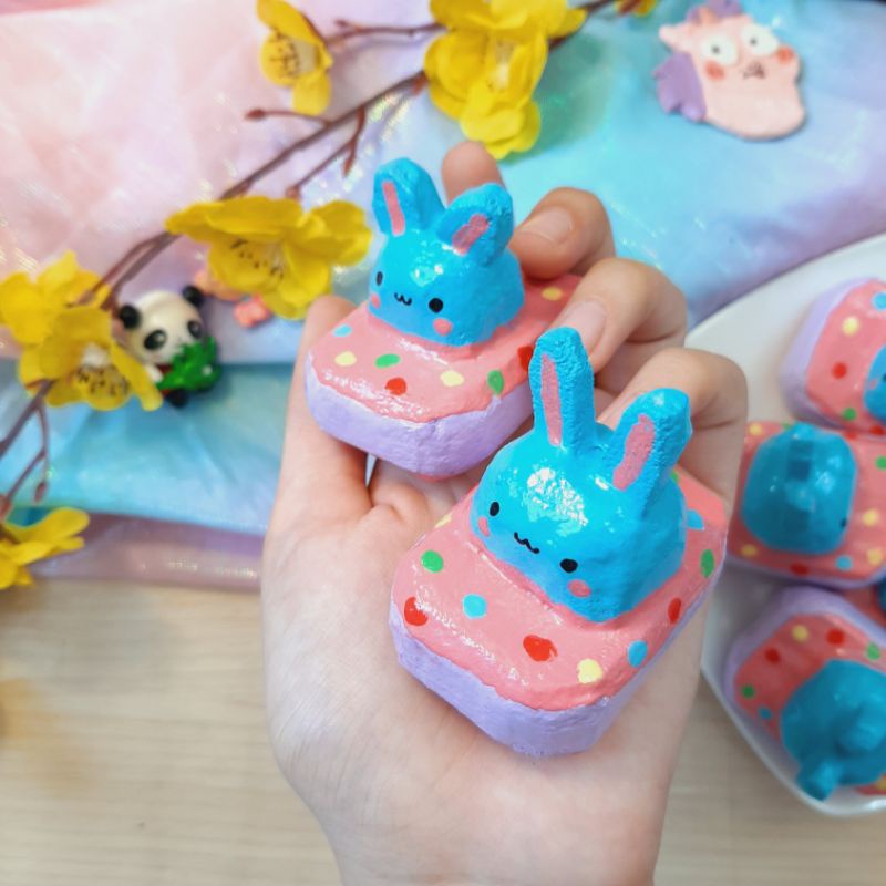 Squishy handmade bánh thỏ xanh nhỏ xinh đáng yêu lắm [Shop Thảo Tâm]