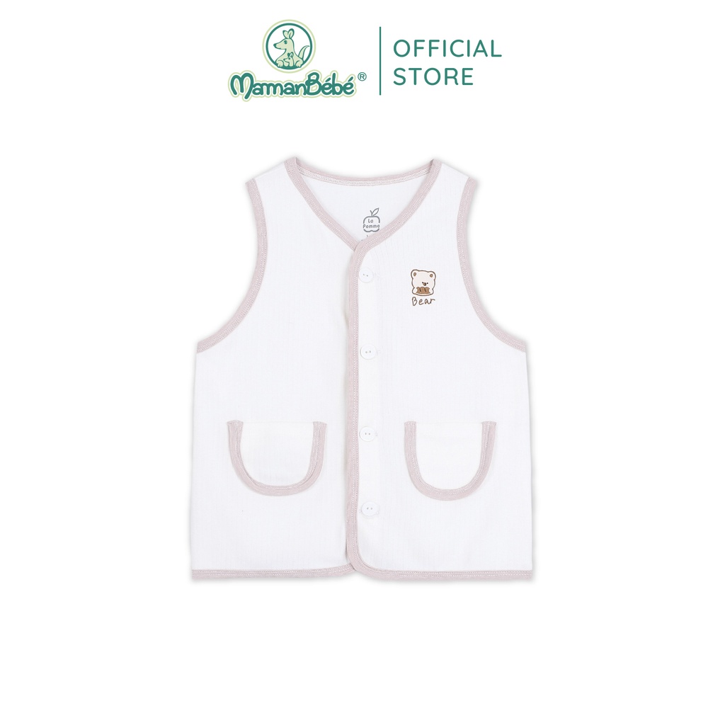 Áo Gile La Pomme viền màu túi đôi - Trắng