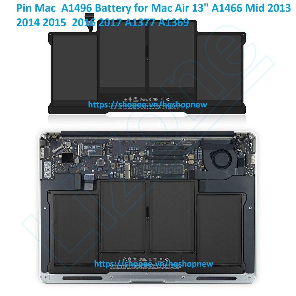 Pin táo A1496 Battery for 13&quot; A1466 Mid 2013 2014 2015 2016 2017 A1377 A1369