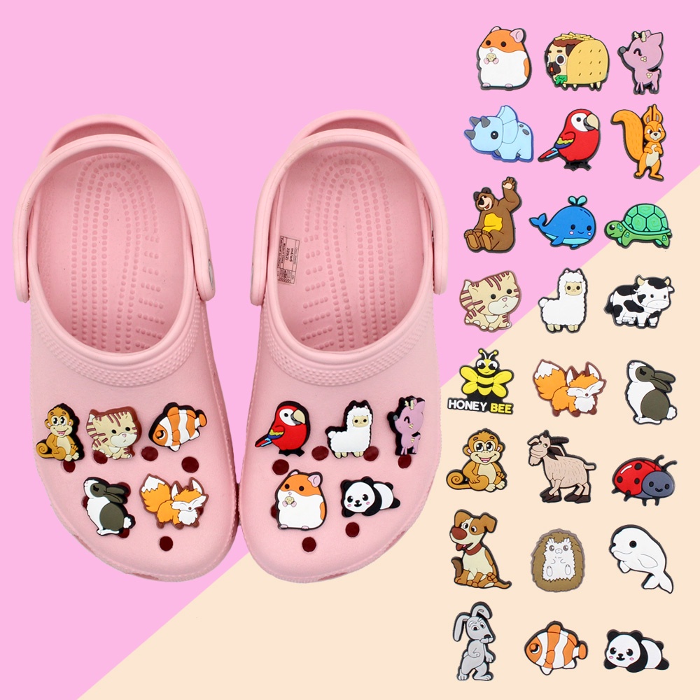 Crocs Pin Jibbitz Animal Panda Hamster Bunny 1 Piece Dễ thương Giày Charm DIY Dép trang trí có thể tháo rời Phụ kiện dép Sandal Khóa quà tặng cho trẻ em
