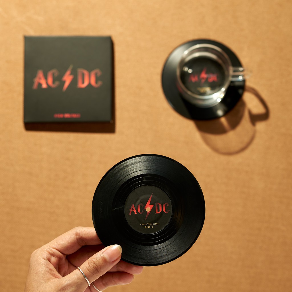 Bộ 2 Lót ly Hình Đĩa Than Album AC/DC High Voltage - CS027