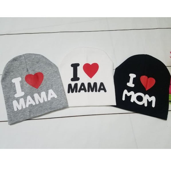 Mũ len, Nón len cho bé I Love Mama, I Love Papa dễ thương