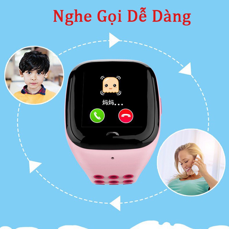 Đồng hồ định vị trẻ em df28 chống nước nghe gọi 2 chiều màn hình màu có cảm ứng