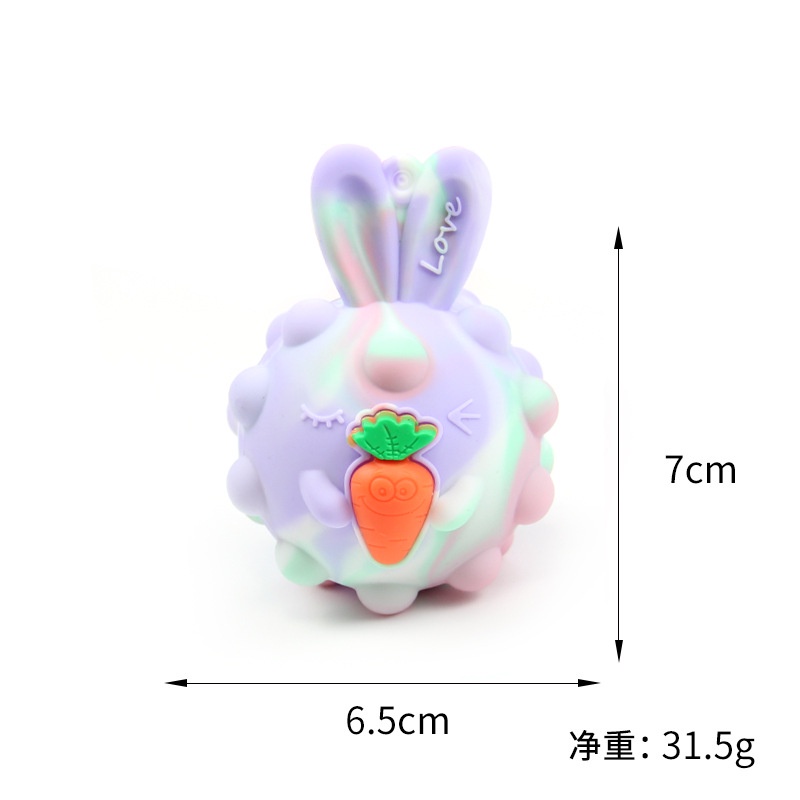 Đồ Chơi Bóp Giảm Stress Hình Thỏ 3D Bằng Silicon Mềm Co Giãn Cho Bé