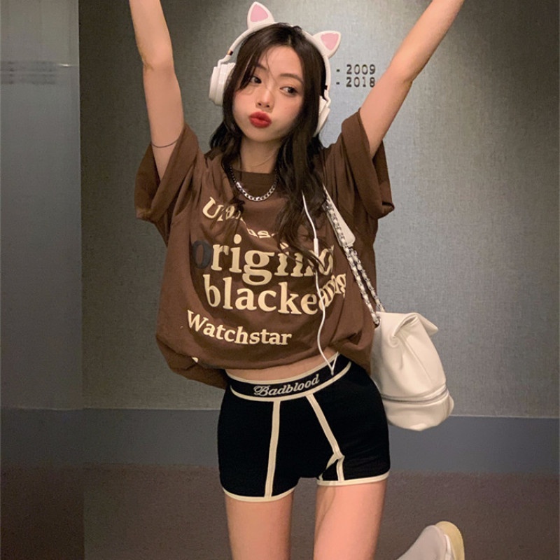 Áo Thun Tay Ngắn Dáng Rộng Hoạ Tiết In Hợp Thời Trang Cho Nữ