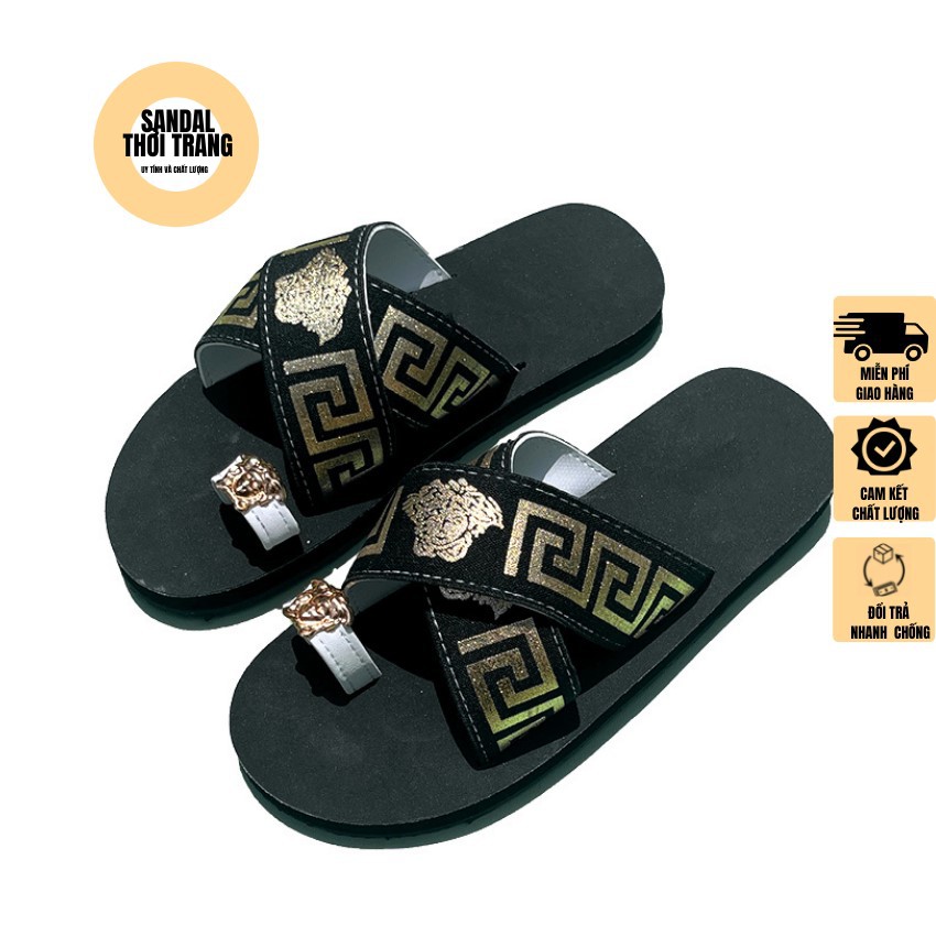 Dép sandal xỏ ngón quai chéo SANDALTHOITRANG full size 30-44 nam nữ