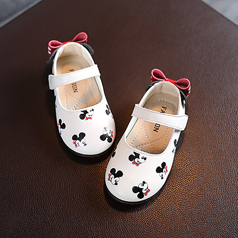 Giày Búp Bê Đế Cao Su Mềm In Hình Chuột Mickey Dễ Thương Dành Cho Bé Gái