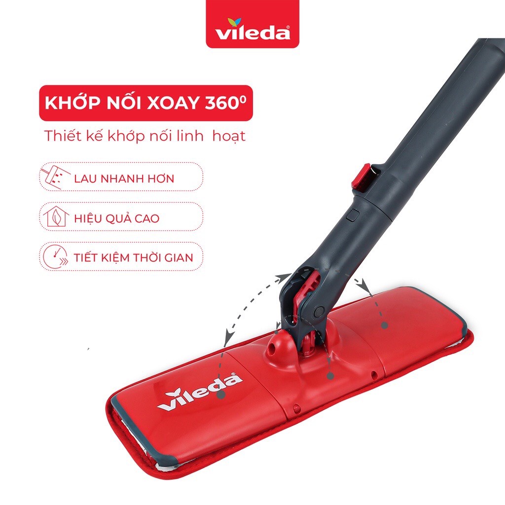 Cây lau nhà tự vắt thông minh VILEDA UltraMax Easy Twist, đầu lau hình chữ nhật, vắt nước tiện lợi - TSU152115