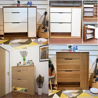 Tủ Giày 2 tầng 1 ngăn kéo tiện dụng hàng hậu 9ly chắc chắn dày 17mm