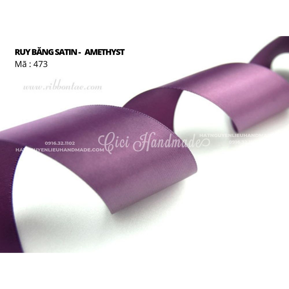 Cuộn 5M Ruy băng Satin 2 mặt màu tím, nâu hồng đất- link 7/9 Cici Handmade ruyban gấm hoa lụa ruyban ribbon satin